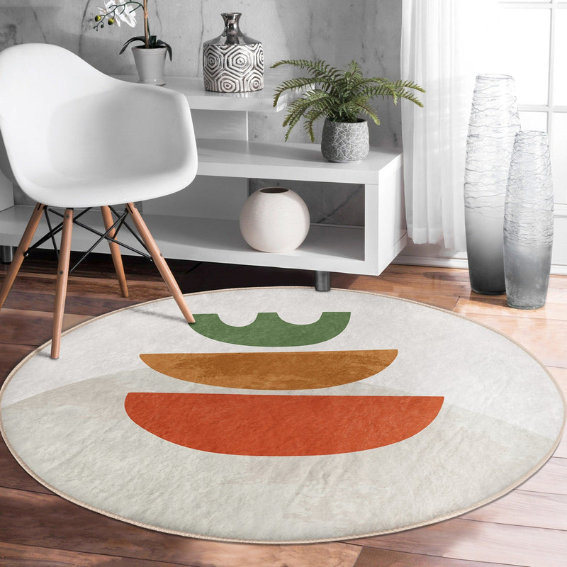 Abstract Boho Home Decorative Washable Round Rug | Homeezone