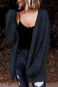 Open Front Dropped Shoulder Cardigan with Pockets