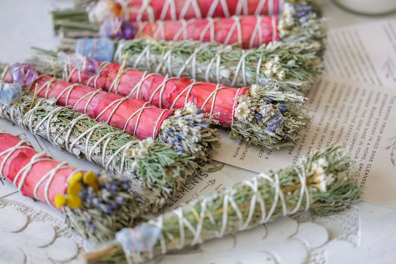 Juniper Sage Bundle with Crystal, label & info card.