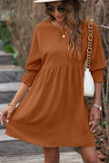 Round Neck Lantern Sleeve Mini Dress